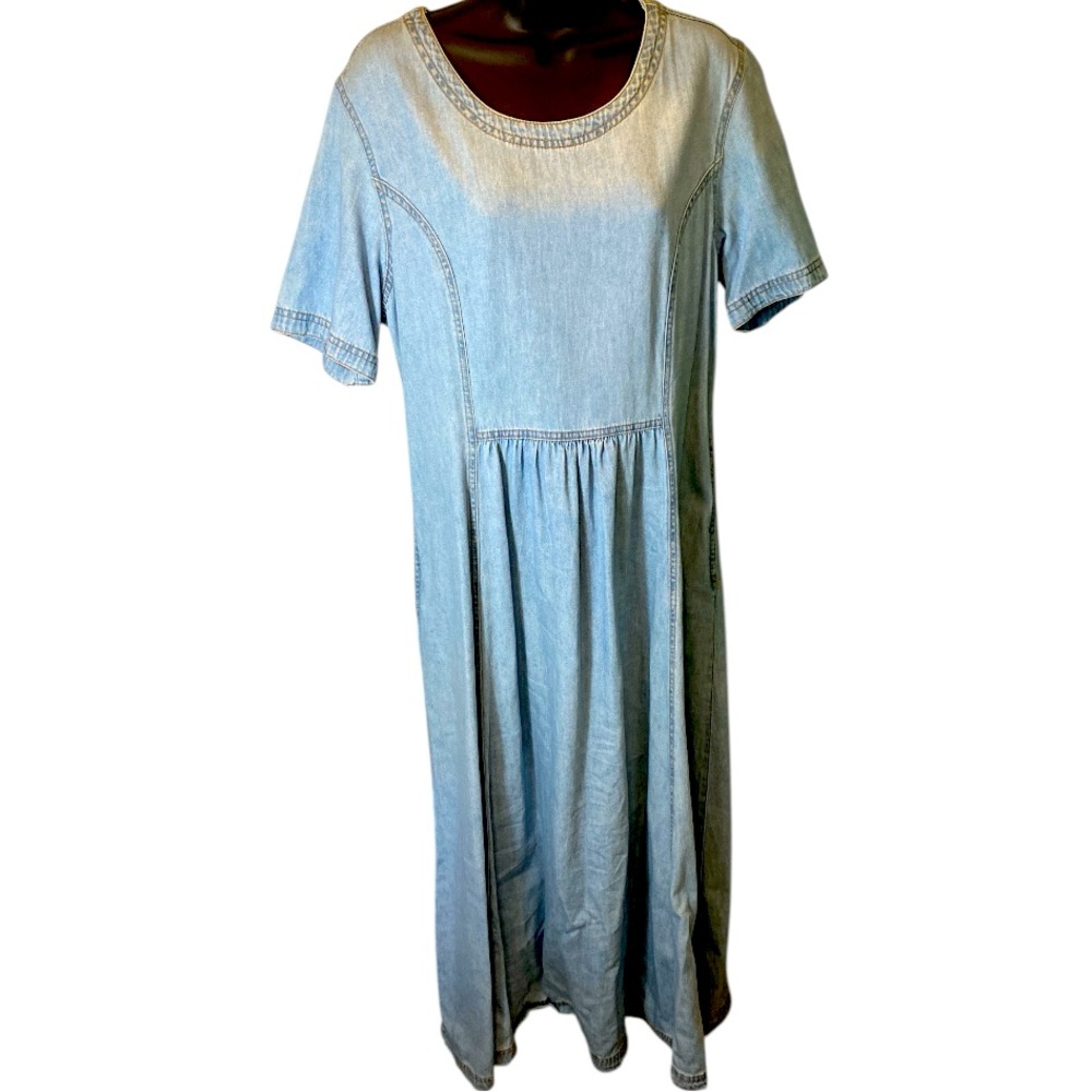 CMC Color Me Cotton Blue Denim Maxi Dress Women's Size Medium USA Made